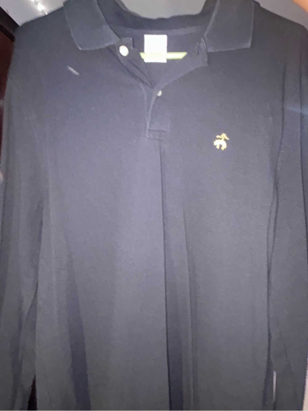 Brooks Brothers Black Long-Sleeve Polo with Gold Logo